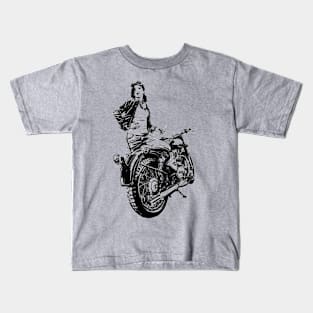 Girl with a motorcycle Kids T-Shirt